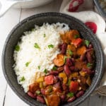 Easy Red Beans and Rice Recipe #ASpicyPerspective #rice #beans #southern #glutenfree #comfortfood #sausage