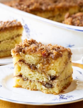Cinnamon Sour Cream Coffee Cake Recipe #ASpicyPerspective #coffee #cake #snack #breakfast #holidays