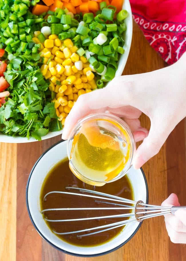 Ingredients being mixed for dressing.
