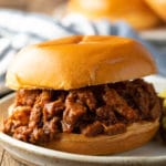 Slow Cooker Brisket Sandwiches (Texas BBQ Beef Recipe) #ASpicyPerspective #beef #brisket #bbq #texas #crockpot #slowcooker
