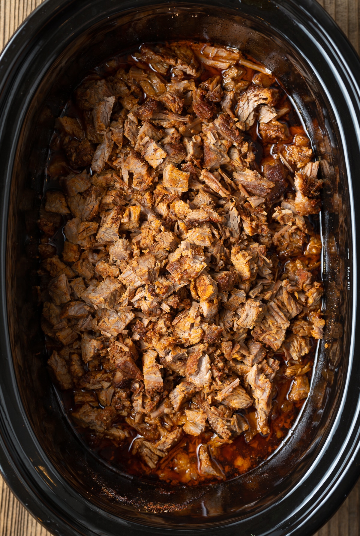 Texas Spicy Chopped Beef Recipe #ASpicyPerspective #beef #brisket #bbq #texas #crockpot #slowcooker