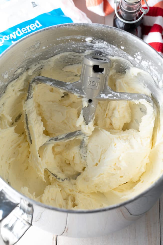 All of the ingredients except for the sprinkles being mixed together. 