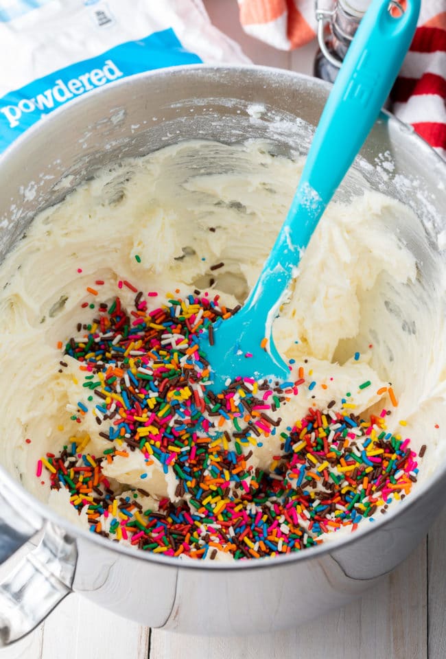 Sprinkles Homemade Frosting Recipe #ASpicyPerspective #frosting #fromscratch #party #cake #vanilla #birthday #sprinkles