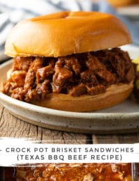 Crock Pot Brisket Sandwiches (Texas BBQ Beef Recipe) #ASpicyPerspective #beef #brisket #bbq #texas #crockpot #slowcooker
