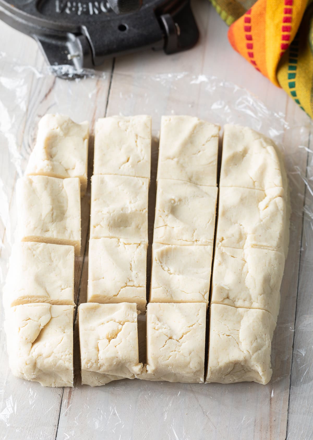 Dough cut into 16 pieces. 