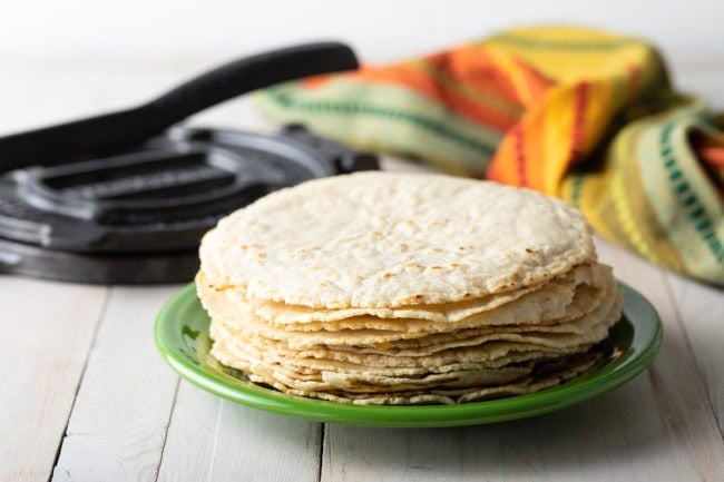 Stacked corn tortillas. 