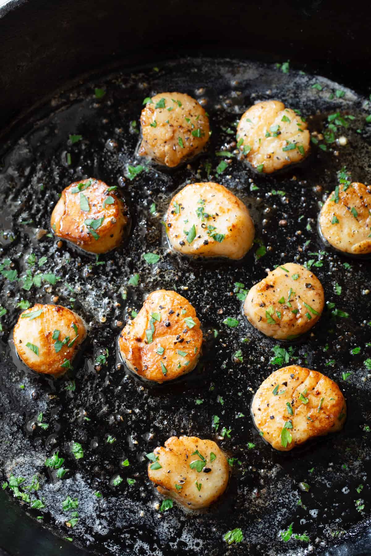 seared scallops with butter and garlic