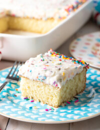 Our Best Vanilla Cake Recipe #ASpicyPerspective #vanilla #cake #birthday #layer #sheet #party