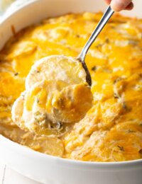 Cheesy Scalloped Potatoes (au Gratin) Recipe #ASpicyPerspective #potatoes #scalloped #gratin #cheese #baked #comfortfood #potato #best #holiday