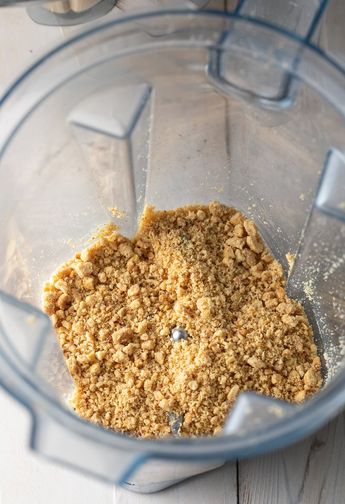 Ground Peanuts on blender jar