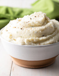 Cauliflower Mashed Potatoes Recipe #ASpicyPerspective #lowcarb #keto #glutenfree #cauliflower #mash #potato #healthy