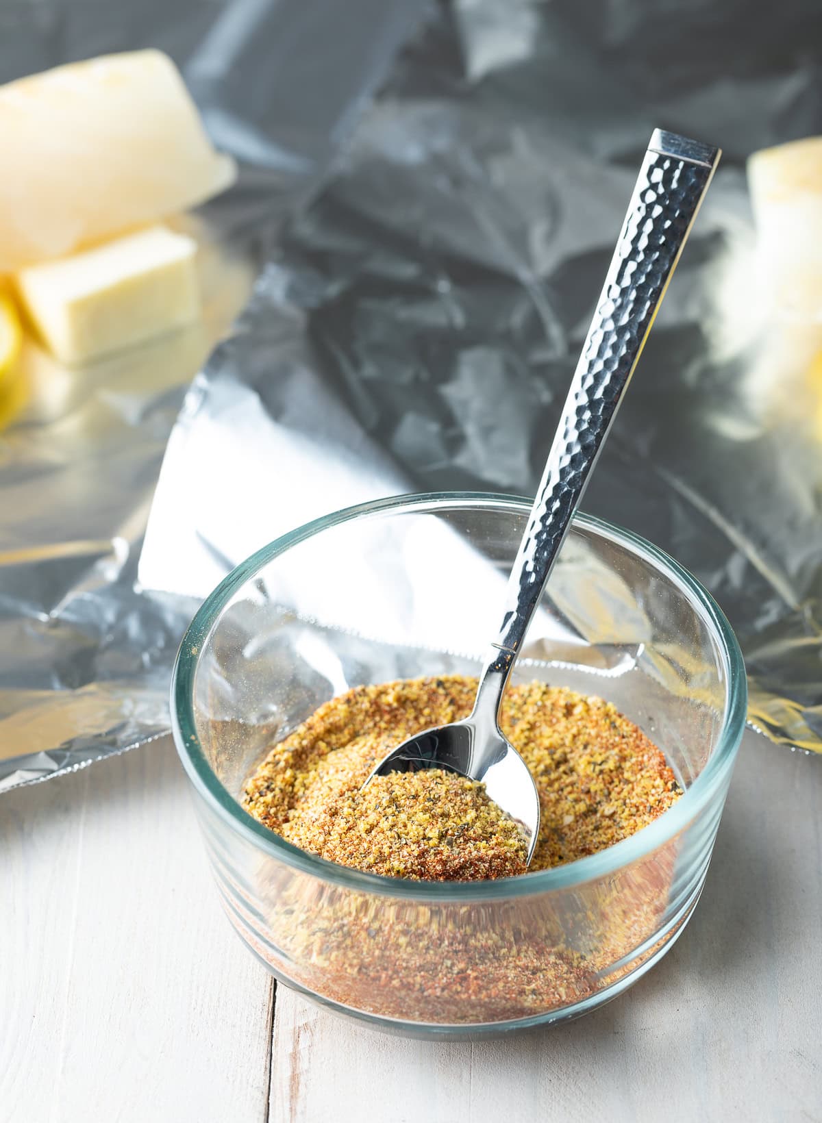 Mixed seasoning in a bowl. 