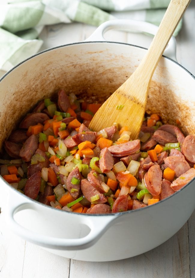 sautéed vegetables and sausage
