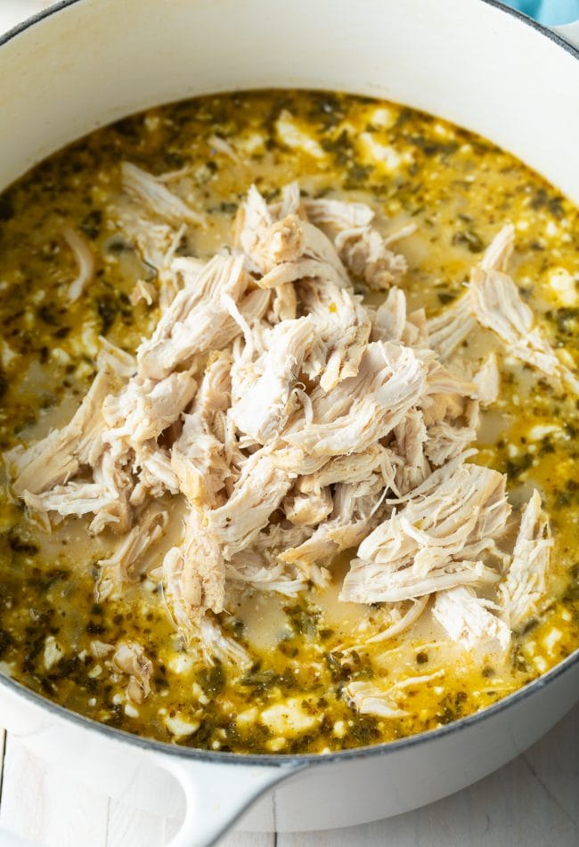 shredded chicken stirred back into the chili