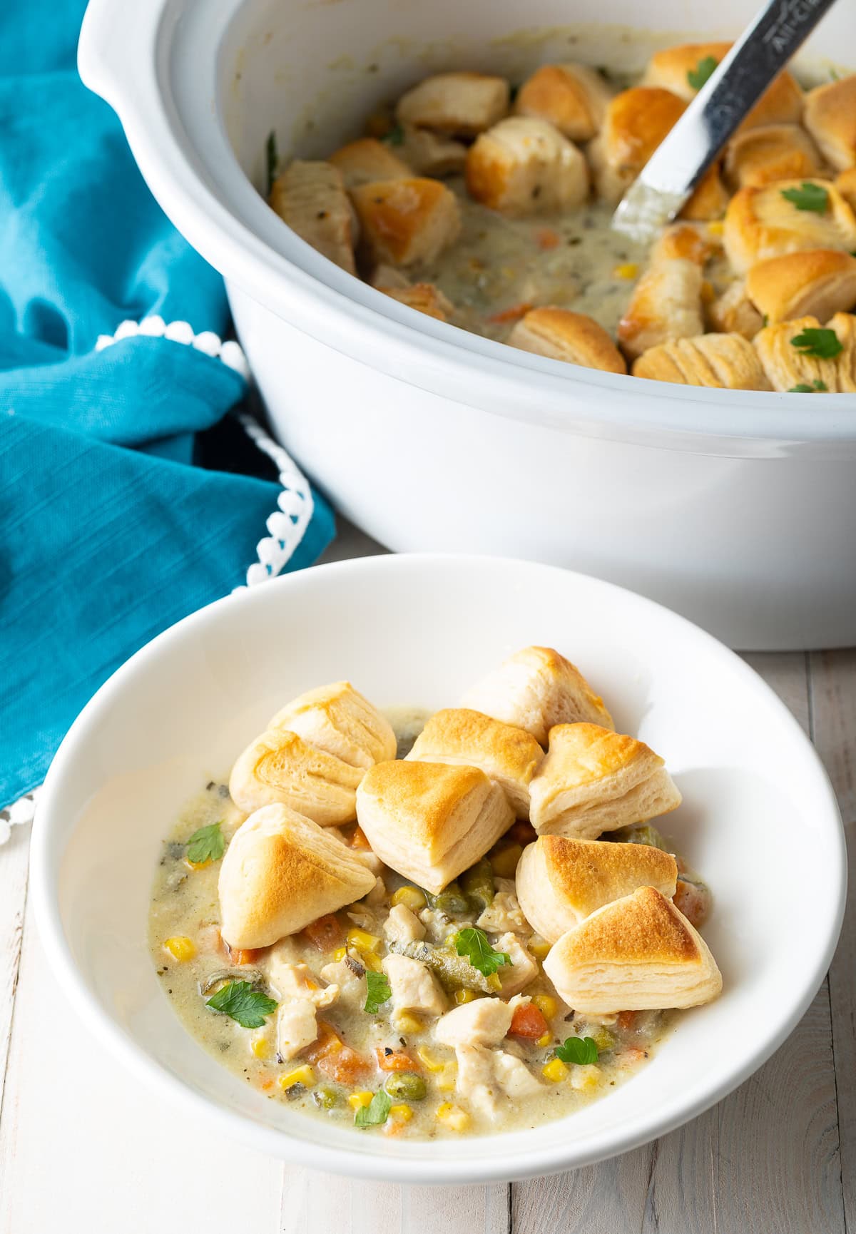 Crock Pot Chicken Pot Pie (With Biscuits) A Spicy Perspective