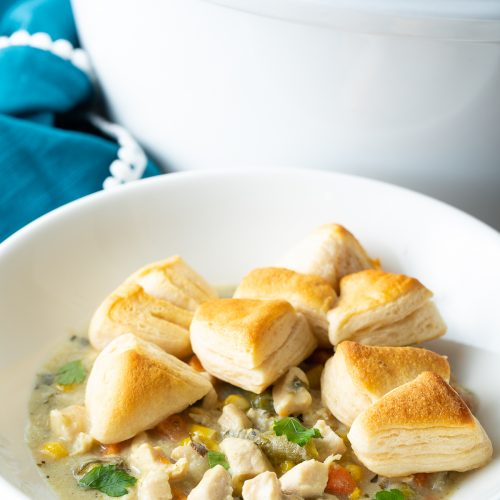Crock Pot Chicken Pot Pie (with Biscuit Topping!) A Spicy Perspective