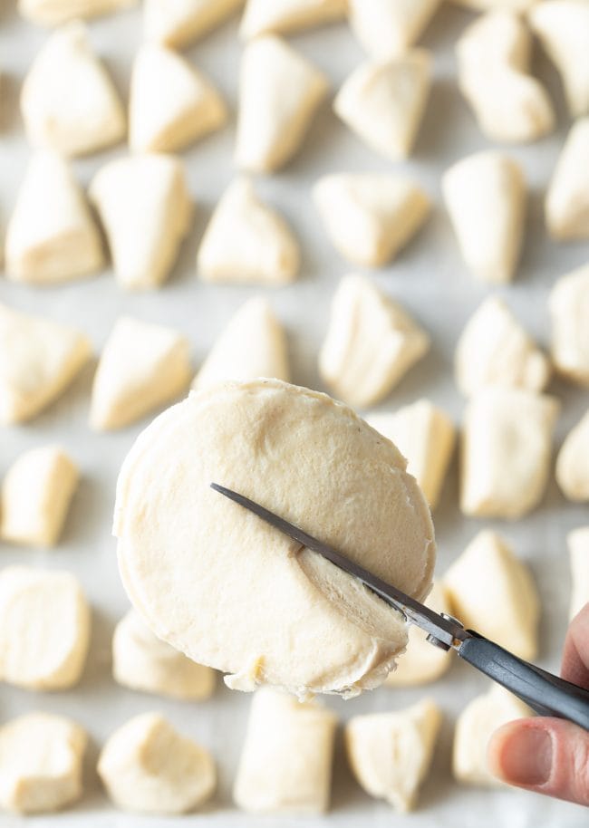 cut the biscuits into pieces