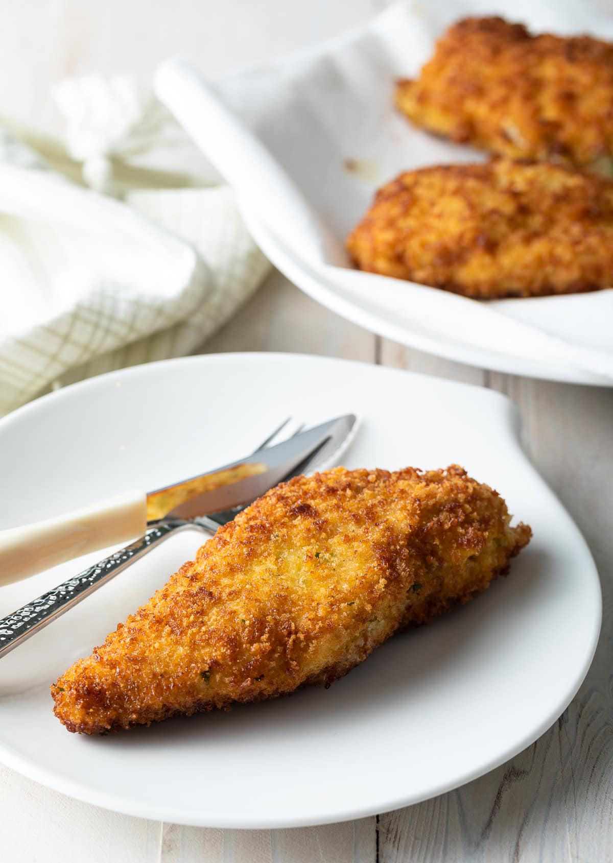 Top down view of cooked chicken Kiev without it being sliced open. 