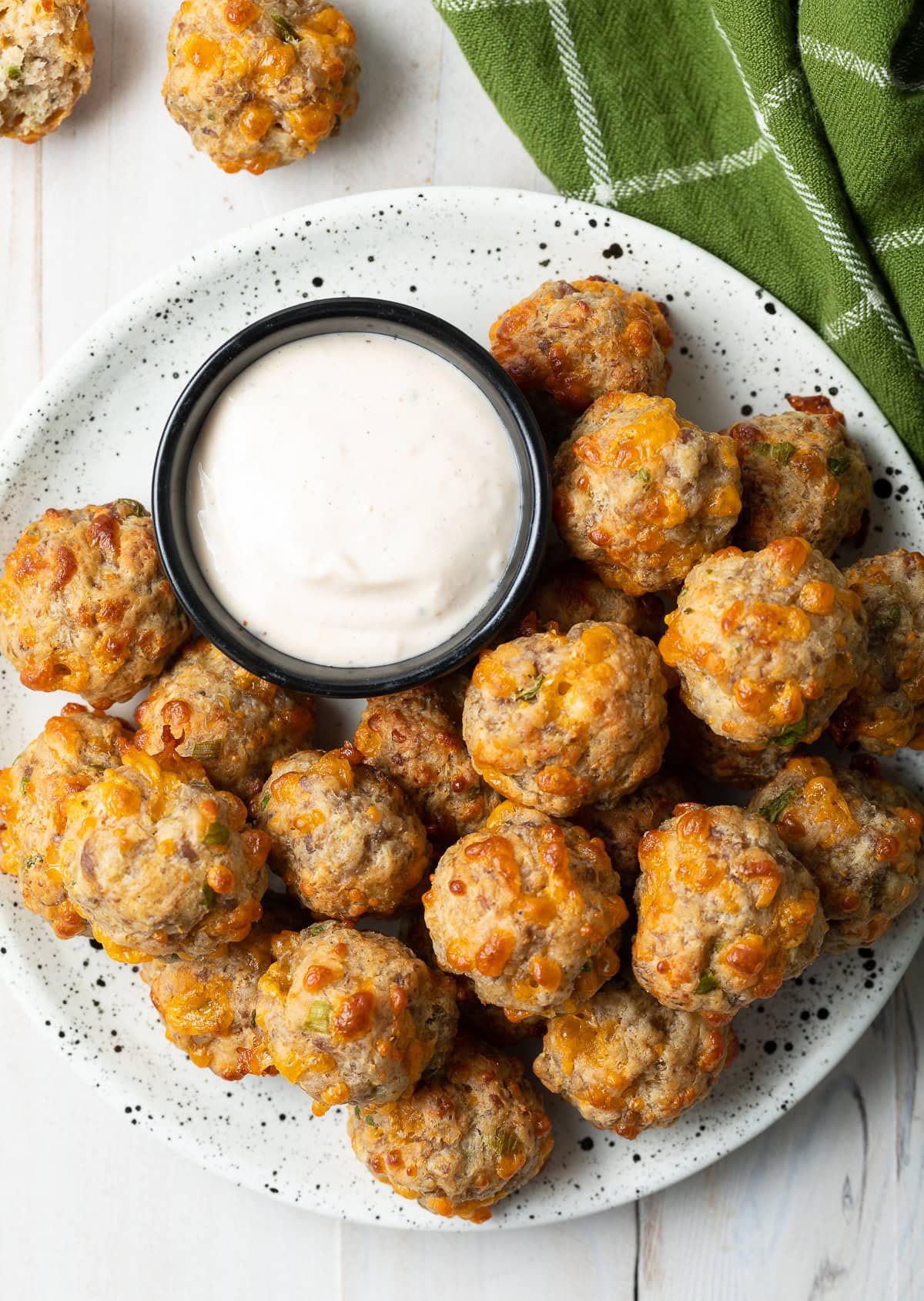Bisquick Sausage Balls recipe made with Bisquick, spicy sausage, and cheese