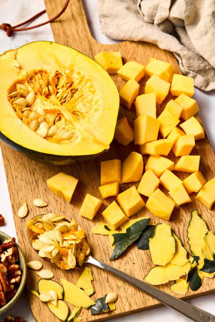 raw butternut squash and other ingredients