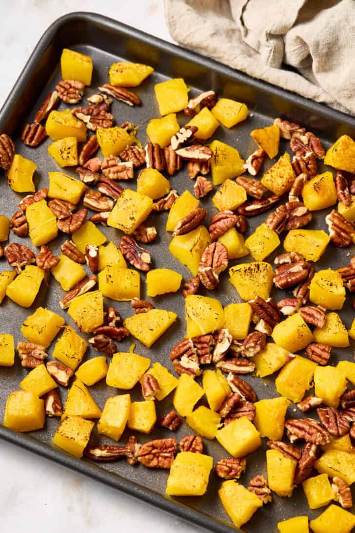 roasting squash and pecans