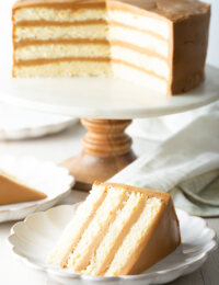 southern caramel cake with salted caramel frosting