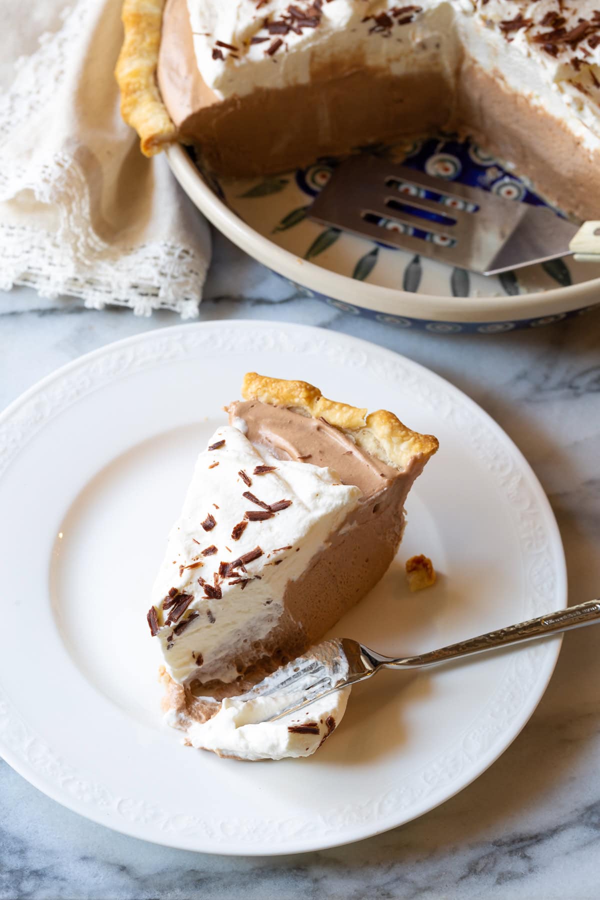 chocolate cream pie slice