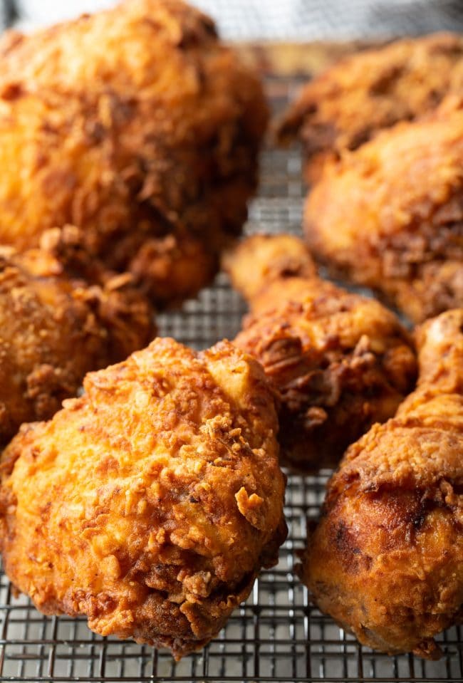 dry fried chicken pieces
