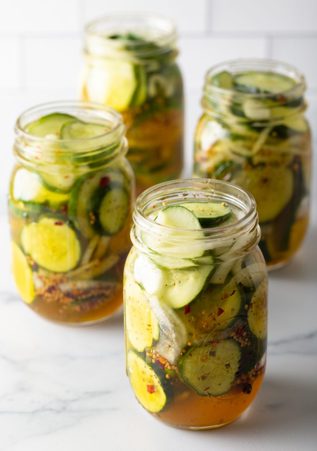 bread and butter pickles ready for canning