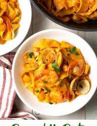 pappardelle pasta with seafood sauce