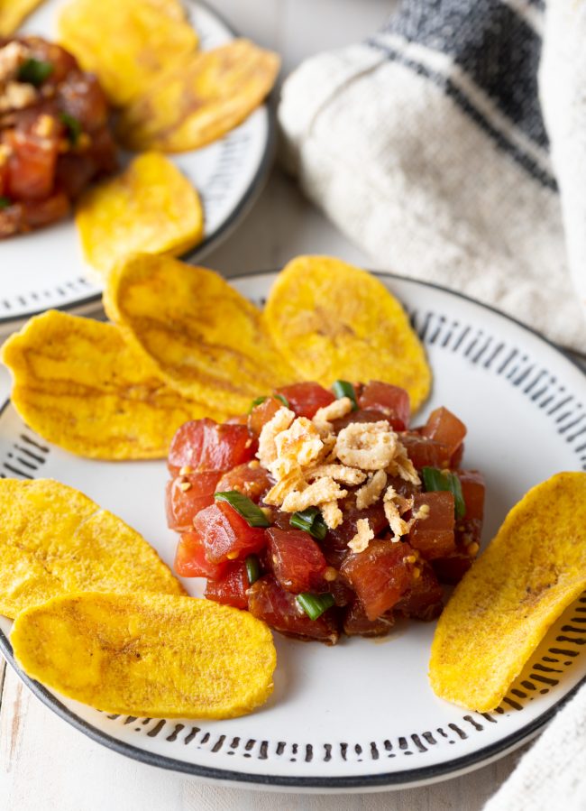 tuna tartare recipe with plantain chips