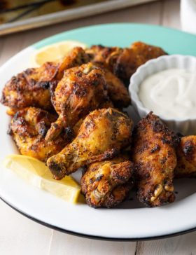 Baked Lemon Pepper Chicken Wings Recipe #ASpicyPerspective #chicken #wings #lemon #lemonpepper #baked #lowcarb #keto #paleo #whole30 #superbowl