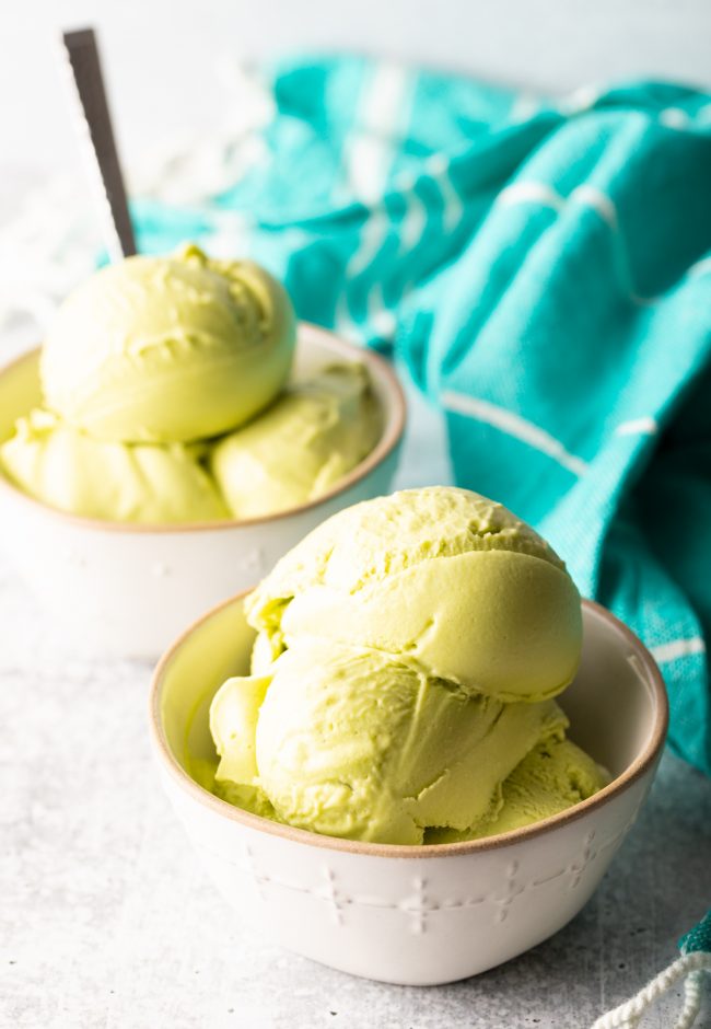 two bowls of homemade vegan-friendly ice cream