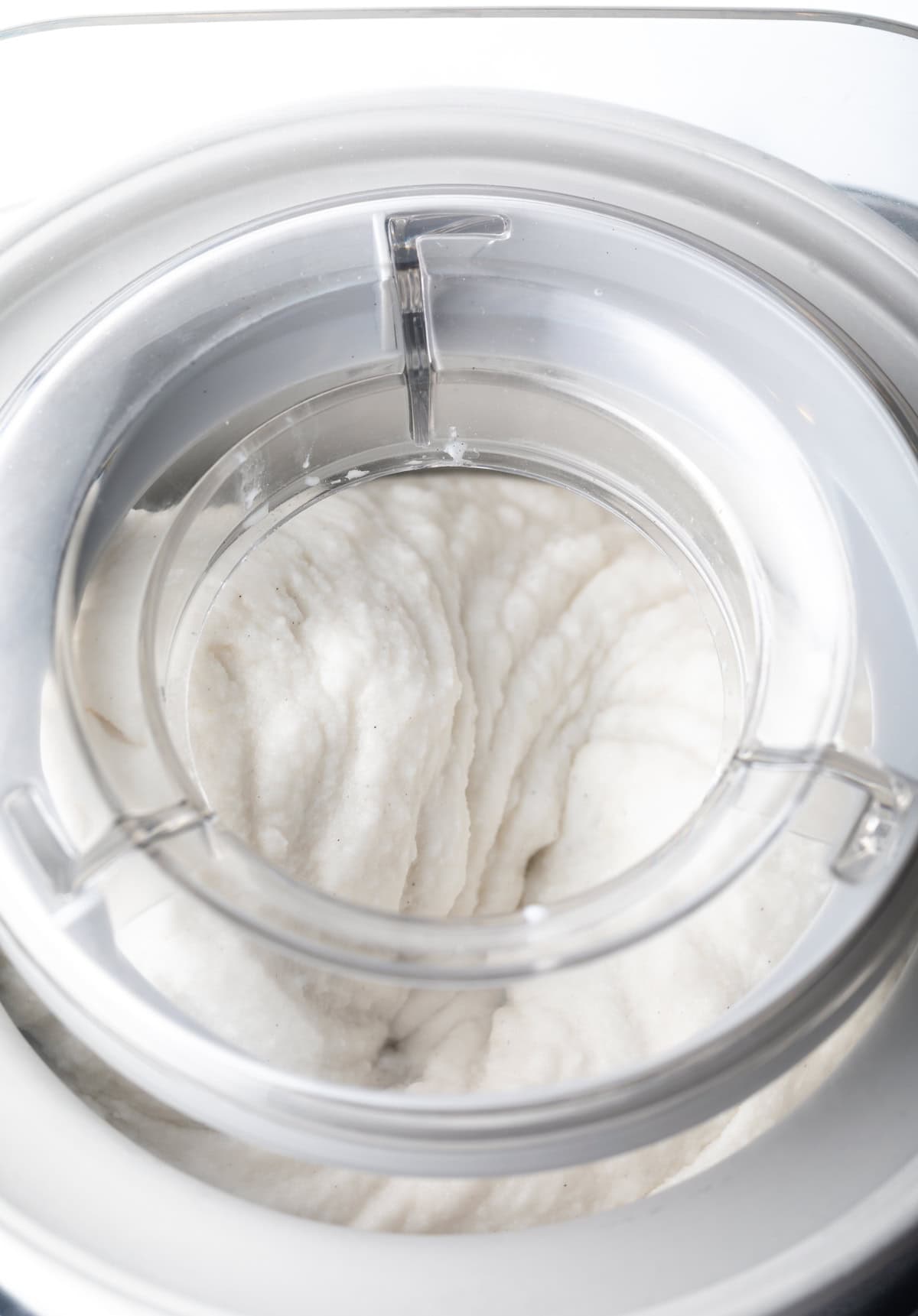 churning dairy-free ice cream in a machine
