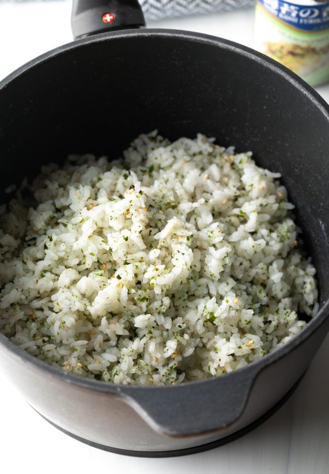 rice with seasonings in a large pot