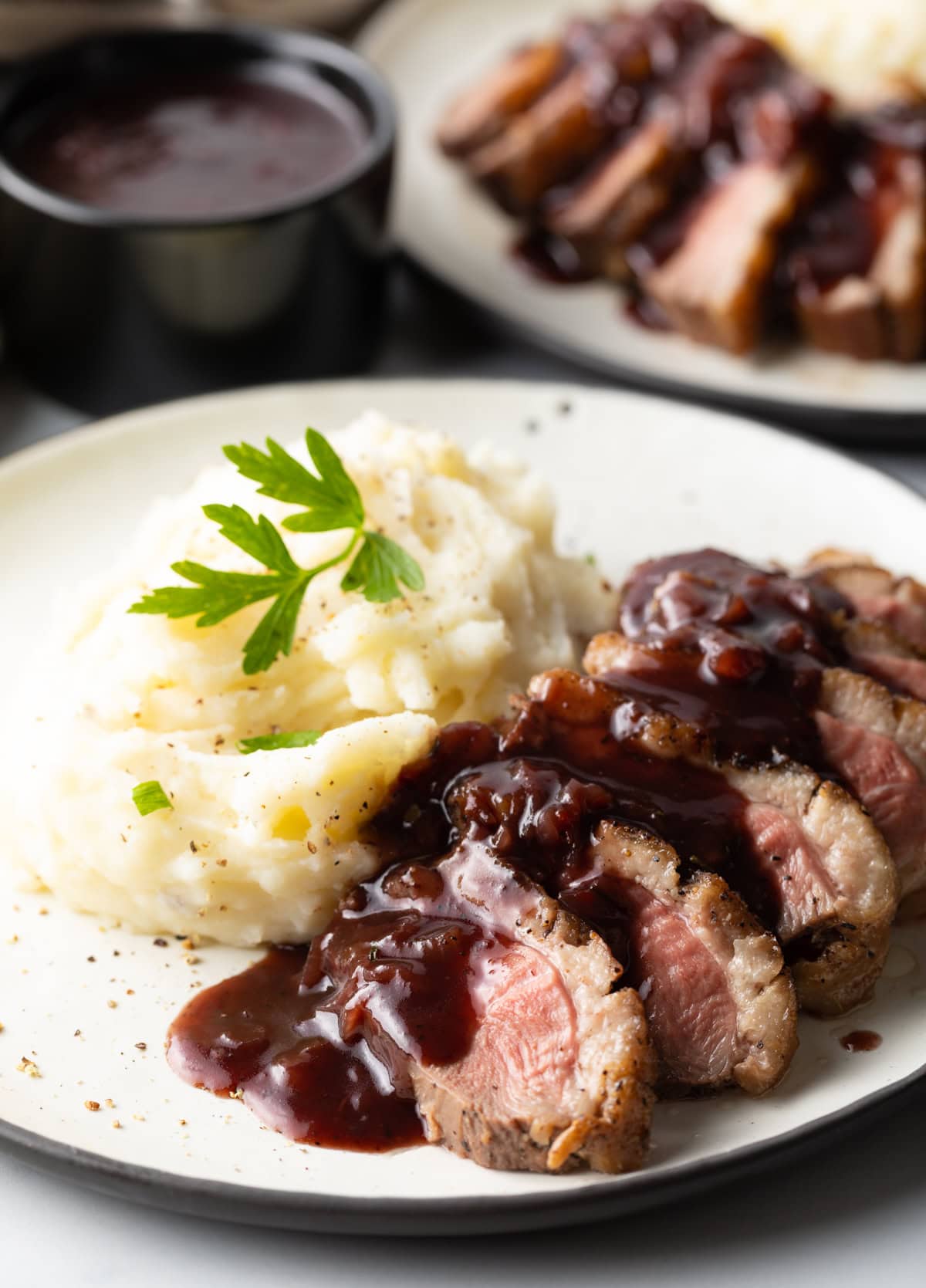 duck breast recipe with blackberry sauce and mashed potatoes