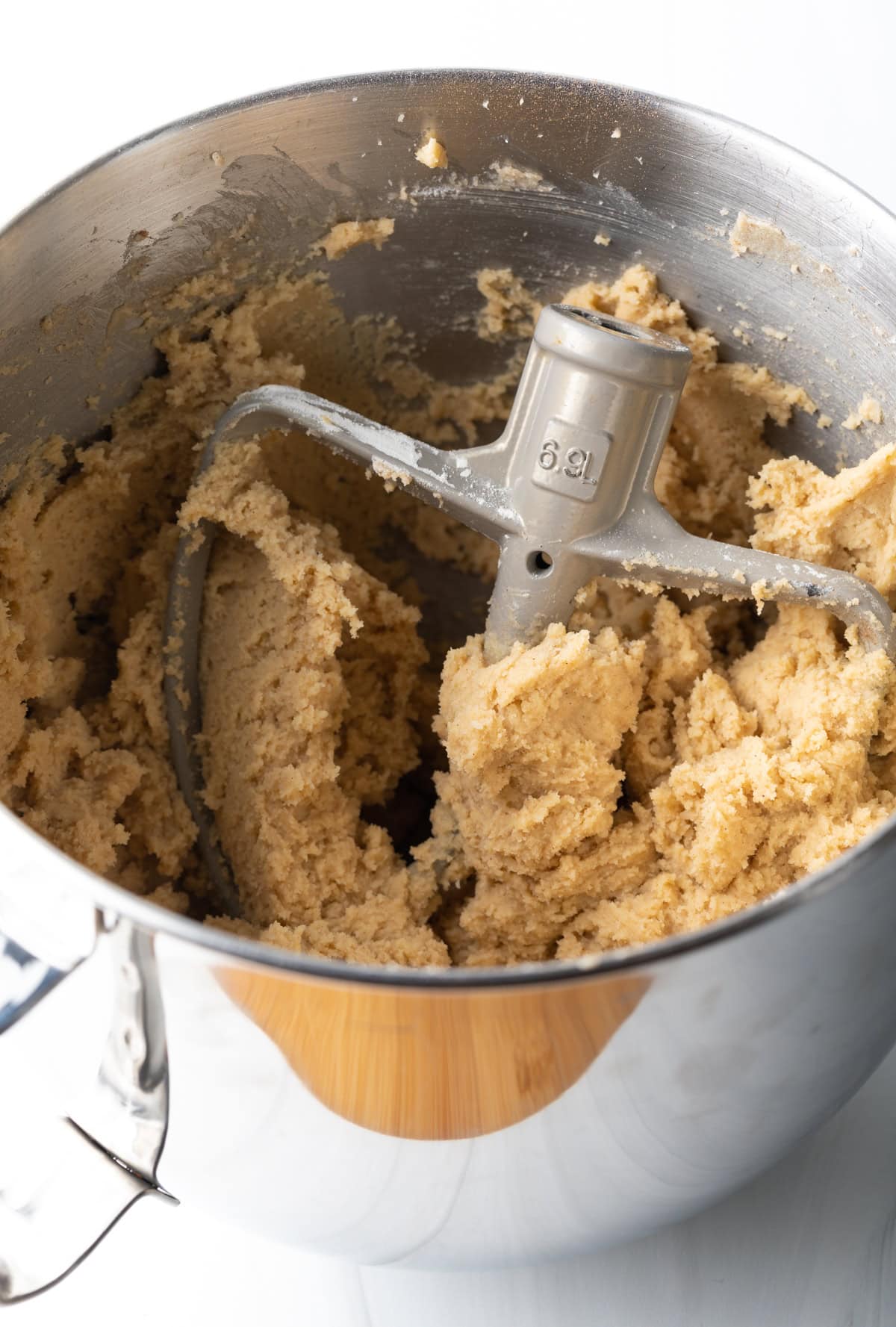 Cookie dough in bowl.
