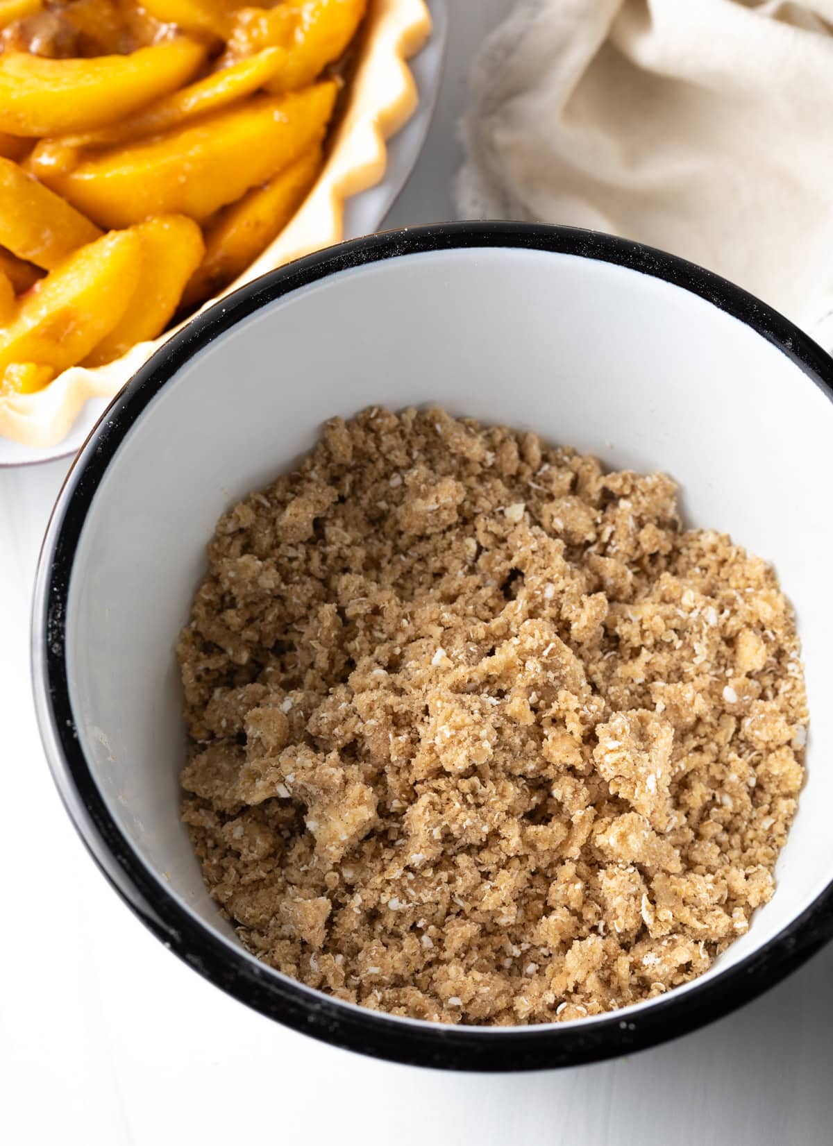 Crumble topping in a bowl.