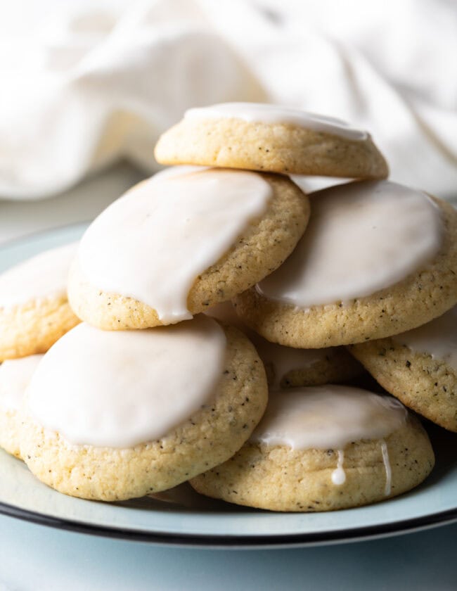 EARL GREY COOKIES - Stack of soft tea cakes with lemon glaze.