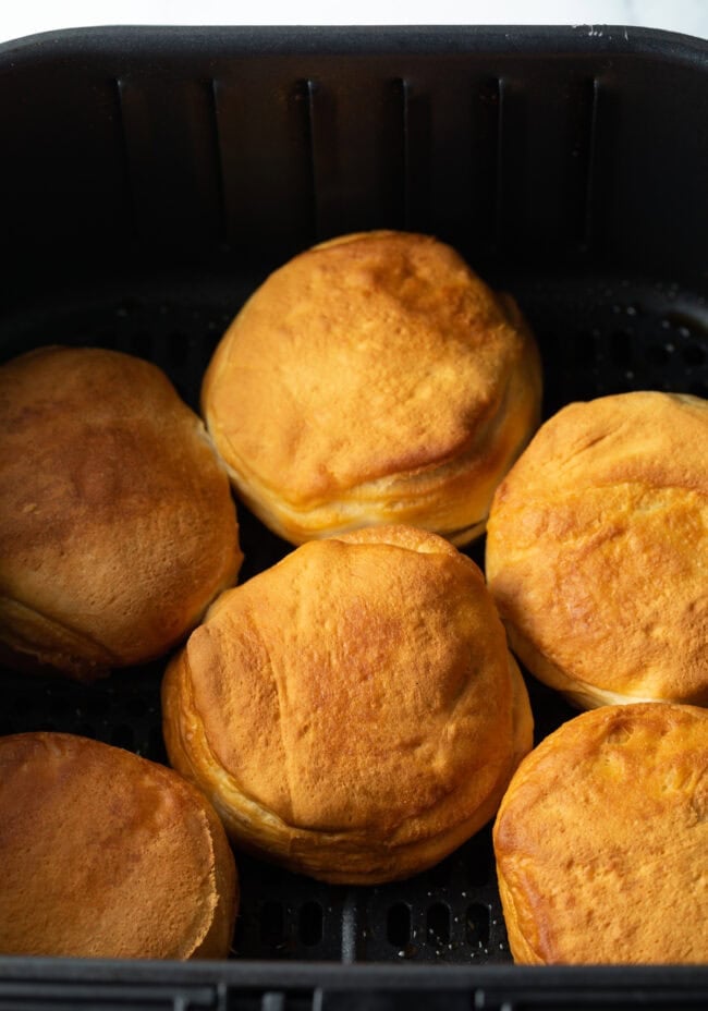 Canned biscuits golden in the air fryer.