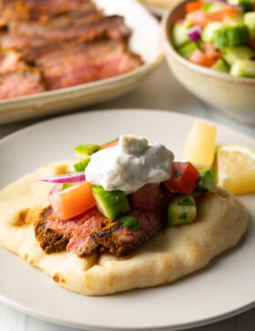 Final view loaded beef shawarma wrap from recipe.