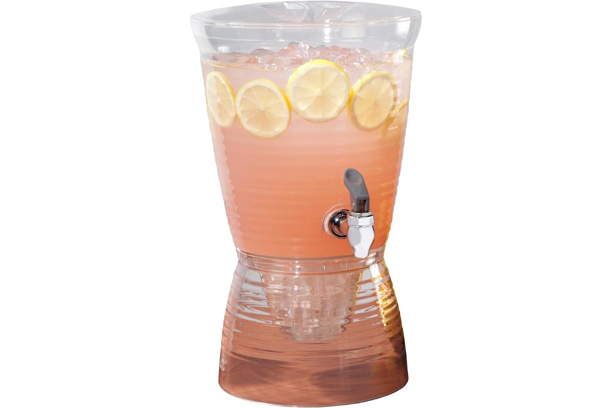 CreativeWare Drink Dispenser with pink lemonade in it. 