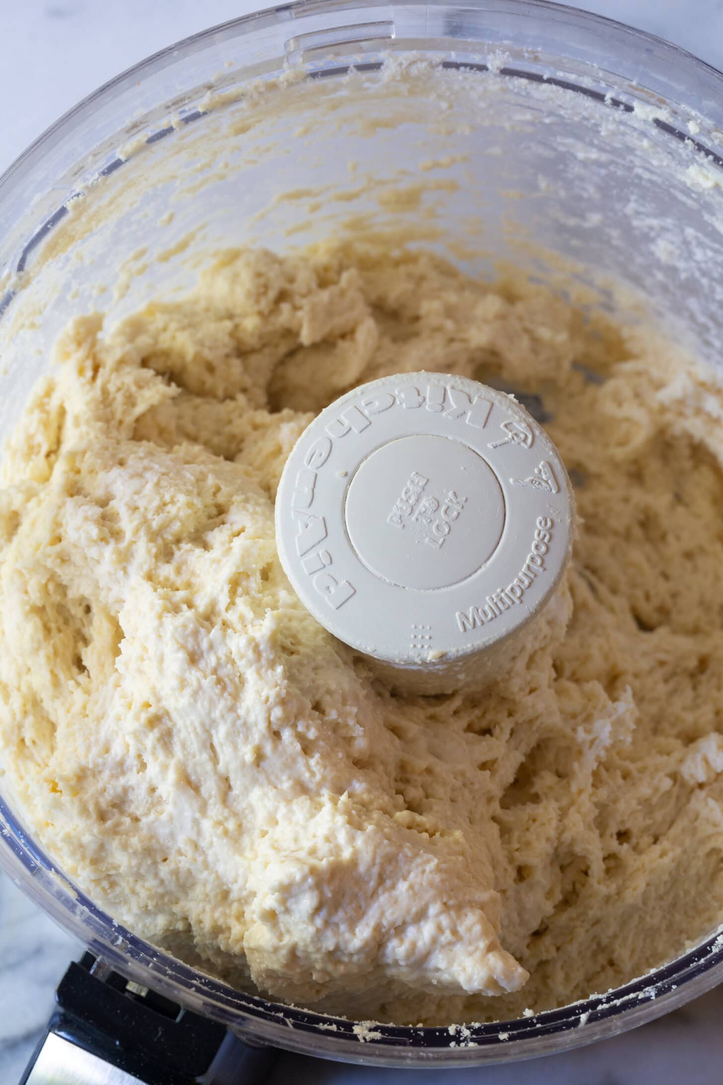 Dough in blender. 