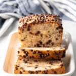 Front shot of ice cream bread loaf in slices.