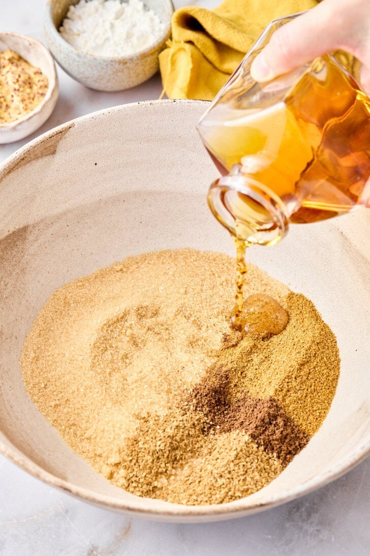 How To Make Baked Ham with Brown Sugar Glaze - mixing spices in bowl