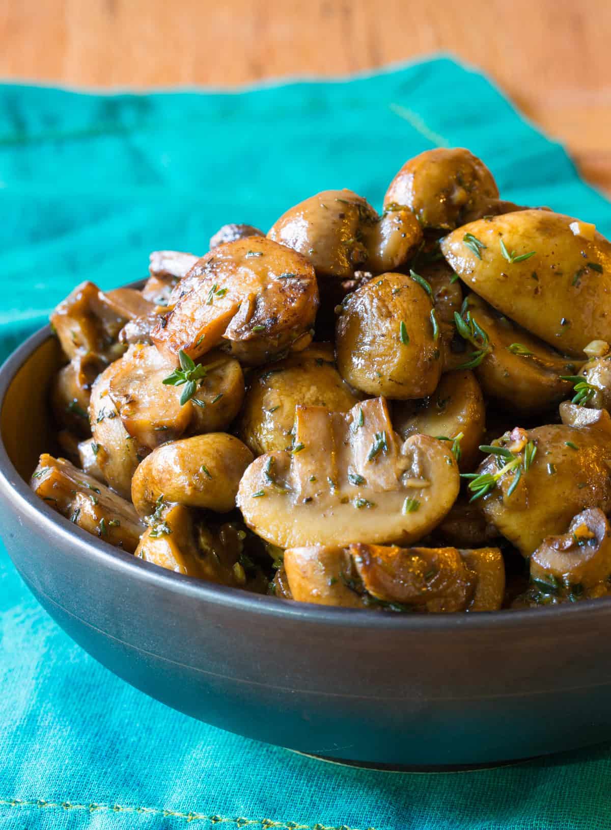Sautéed Mushroom Recipe in bowl with herbs