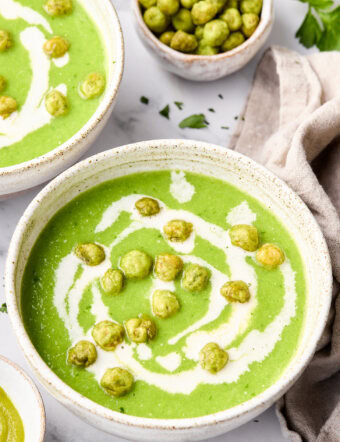 Pea Soup with Wasabi - made with fresh spring peas (english peas)