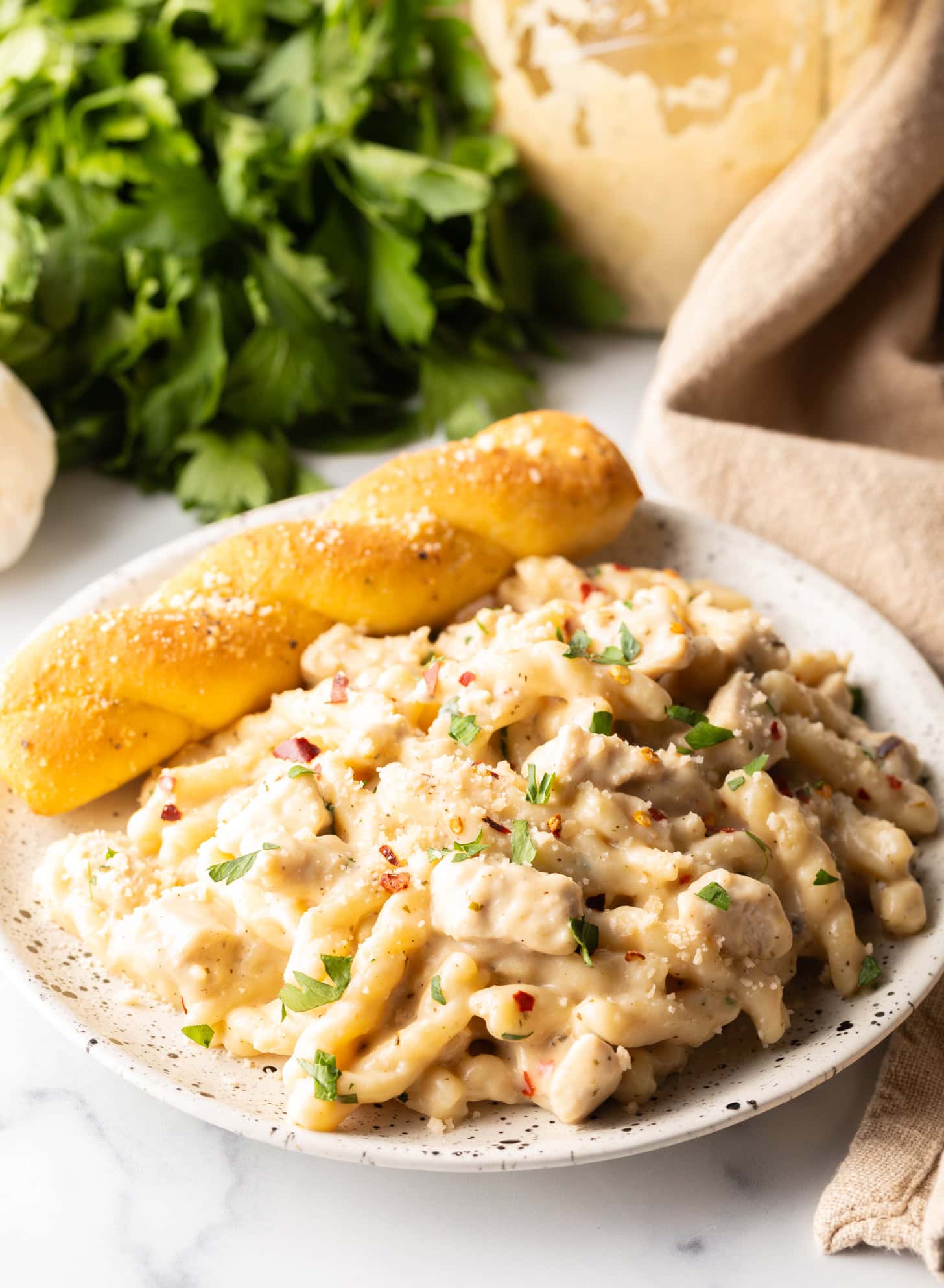 Garlic Parmesan Chicken Pasta (Buffalo Wild Wings)