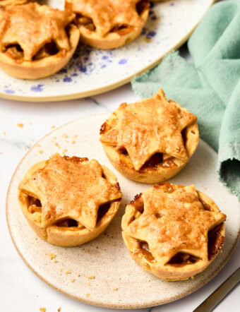 Mini Apple Pies on plate with star topping
