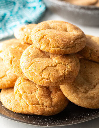 Plate with a dozen biscochitos stacked.